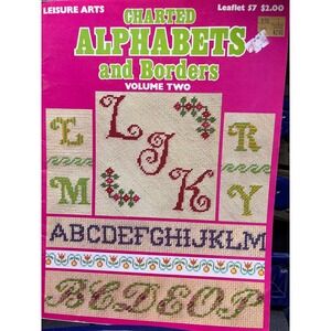 Charted Alphabets and Borders, Cross Stitch Pattern Booklet Vintage 1975